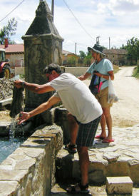 Washing in village fountain